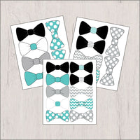 Bow Tie Clipart, Light Teal, Gray, Black, White
