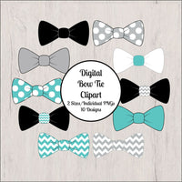 Bow Tie Clipart, Light Teal, Gray, Black, White
