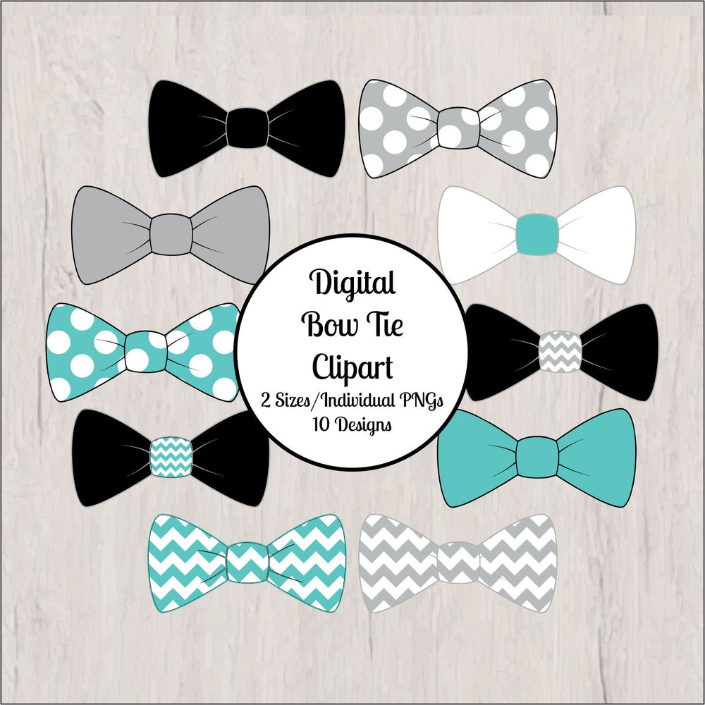 Bow Tie Clipart, Light Teal, Gray, Black, White