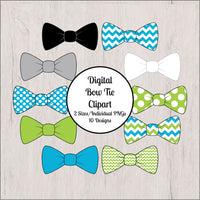 Bow Tie Clipart, Turquoise, Lime, Black, Gray
