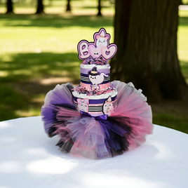 Pink and Purple Halloween Tutu Diaper Cake