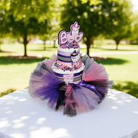 Pink and Purple Halloween Tutu Diaper Cake