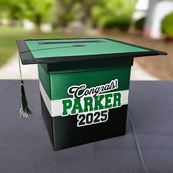 Green, Black, White Graduation Card Box