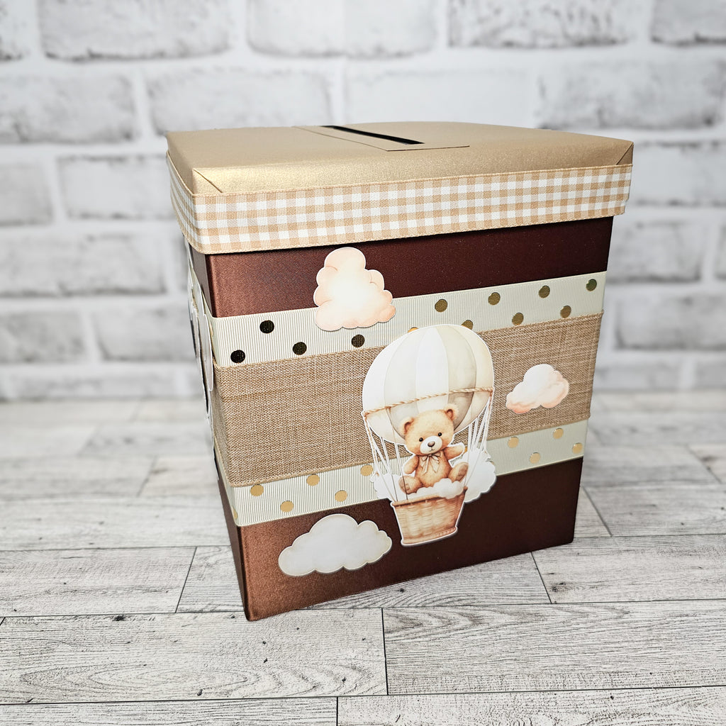 Gender Neutral Teddy Bear Baby Shower Card Box