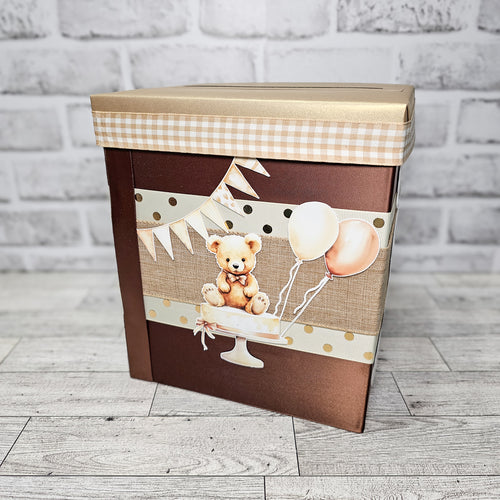 Gender Neutral Teddy Bear Baby Shower Card Box