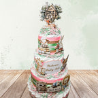 Storybook Diaper Cake Centerpiece, Pink, Mint, Brown