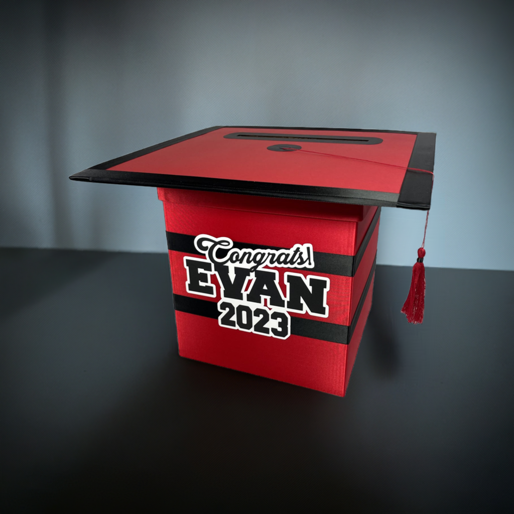 Graduation Cap Card Box - 8x8 Red, Black 8x8 Style 2| Nepheryn Party