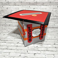 Graduation Cap Card Box - Gray, Red, Orange, Black 8x8 Style 6
