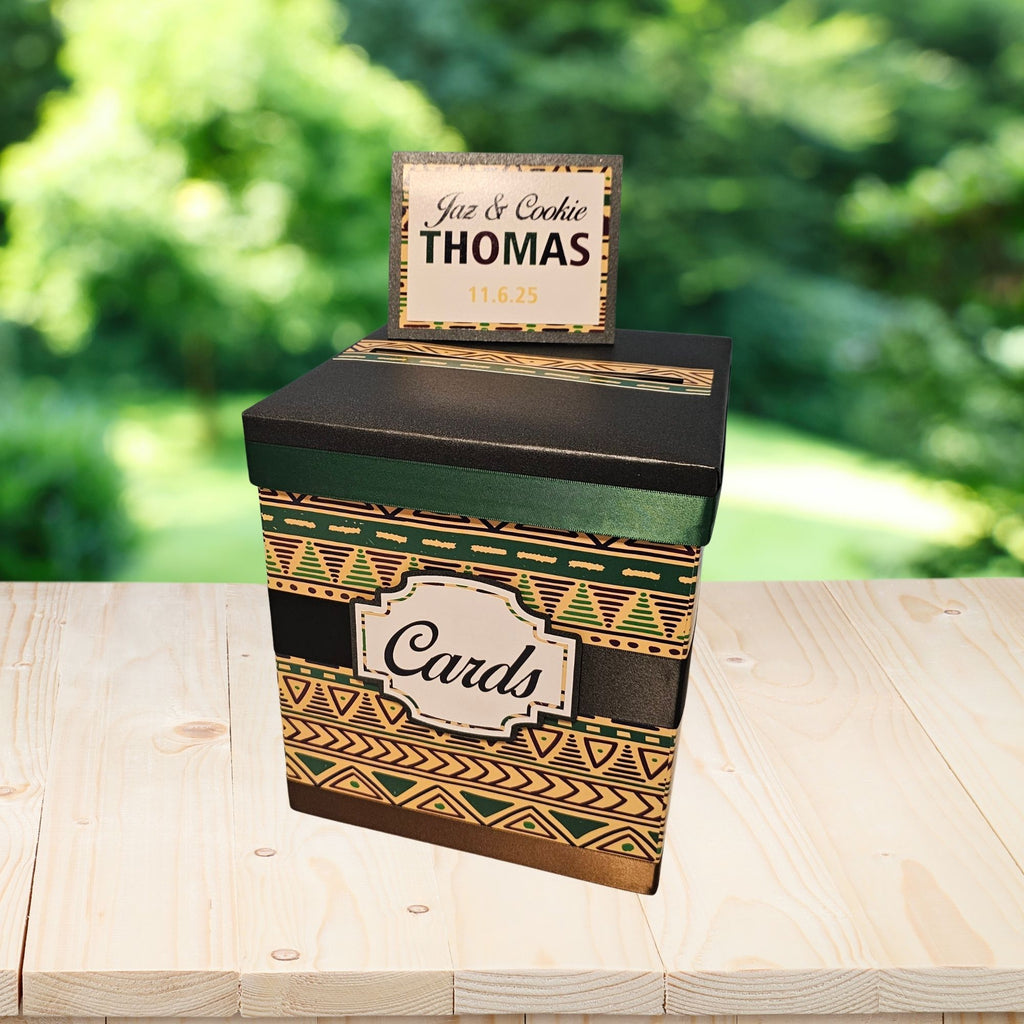 African Ankara Print Personalized Wedding Card Box