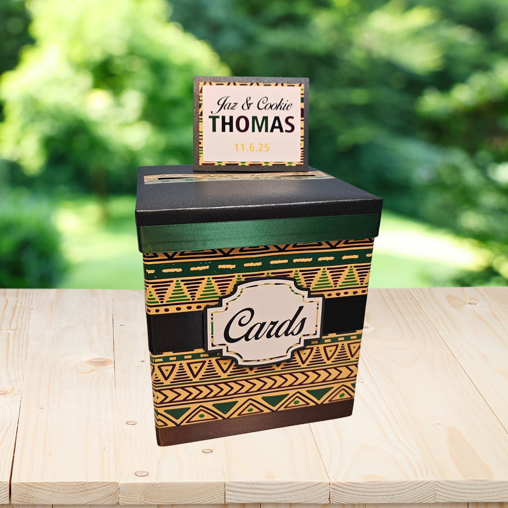 African Ankara Print Personalized Wedding Card Box