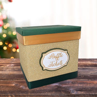 Green and Gold Holiday Raffle Ticket Box
