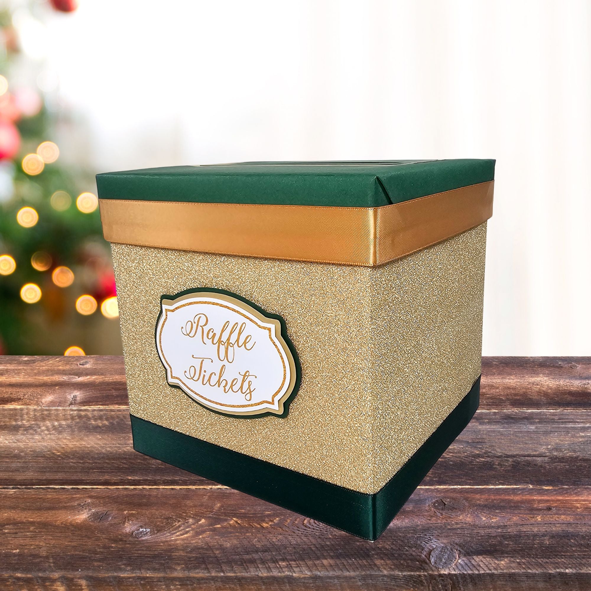 Golden Raffle Box Holiday Event Raffle Ticket Box| Nepheryn Party