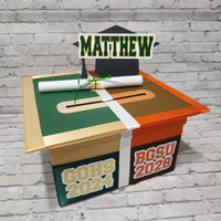 Hunter Green, Light Gold High School College Grad Card Box
