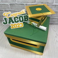 Green & Yellow Gold 10x10 Graduation Card & Money Box