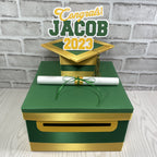 Green & Yellow Gold 10x10 Graduation Money Box