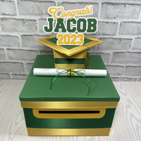 Green & Yellow Gold 10x10 Graduation Money Box