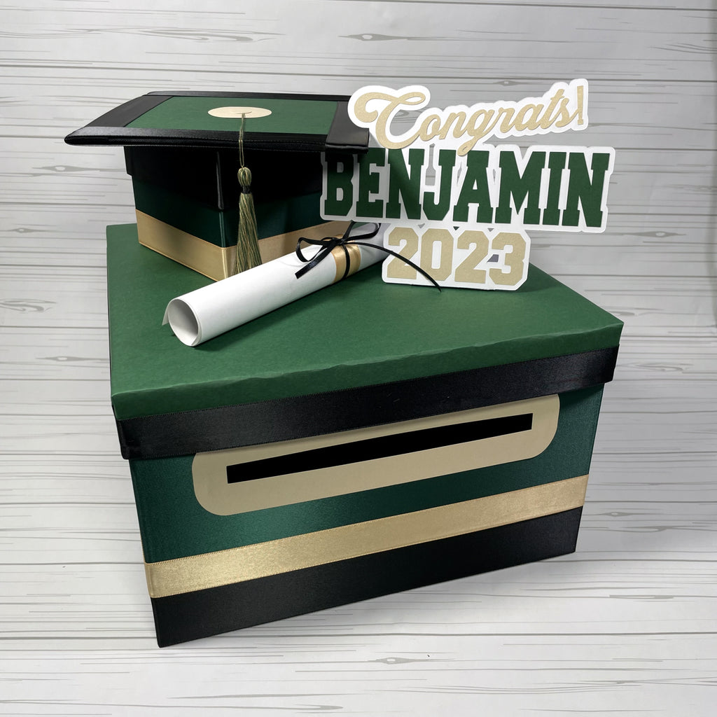 Hunter Green Base 10x10x6 Graduation Card Box