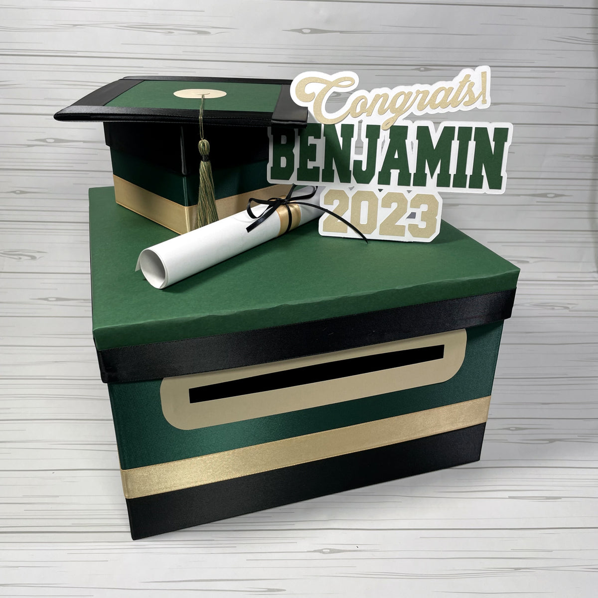 Hunter Green Base 10x10x6 Graduation Card Box