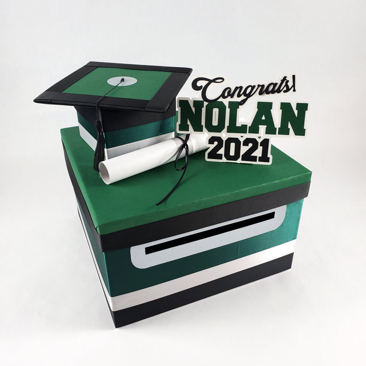 Hunter Green Base 10x10x6 Graduation Card Box
