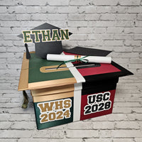 Hunter Green, Light Gold High School College Grad Card Box
