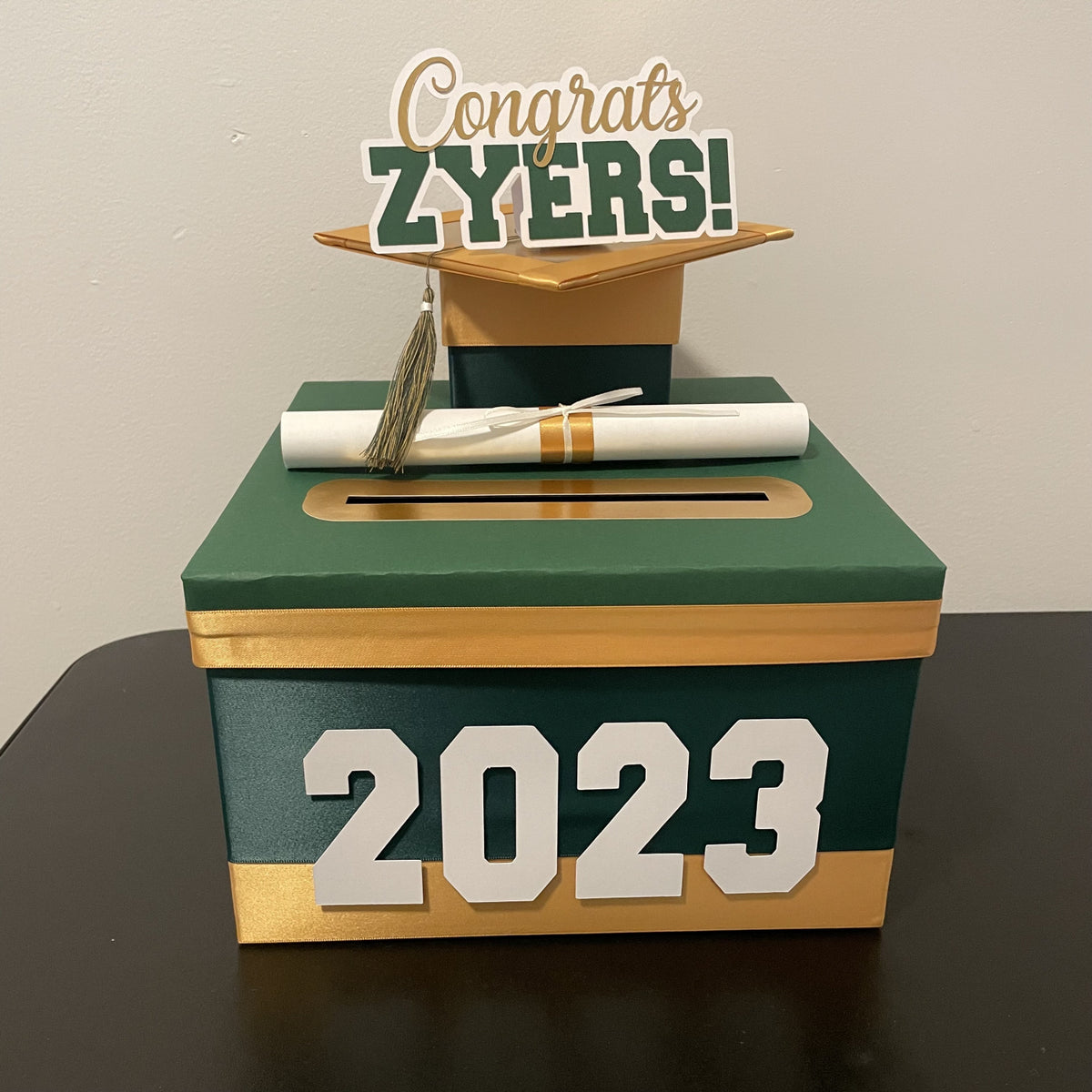 Hunter Green Base 10x10x6 Graduation Card Box