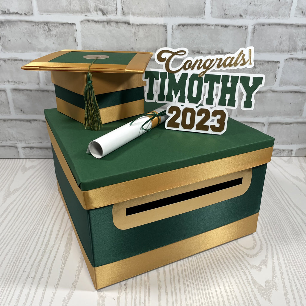 Hunter Green Base 10x10x6 Graduation Card Box