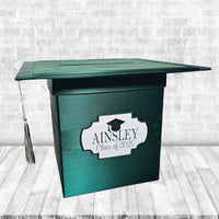 Hunter Green and White Graduation Card Box
