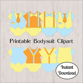 Light Blue, Yellow, and Orange Boy Bodysuit Clipart