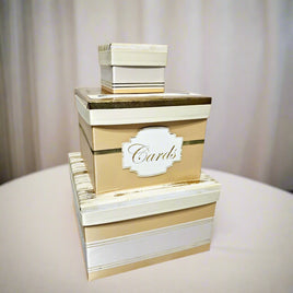 Ivory, White, and Gold Wedding Card Box