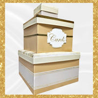 Wedding Card Box, Ivory, White, Gold 3 Tier
