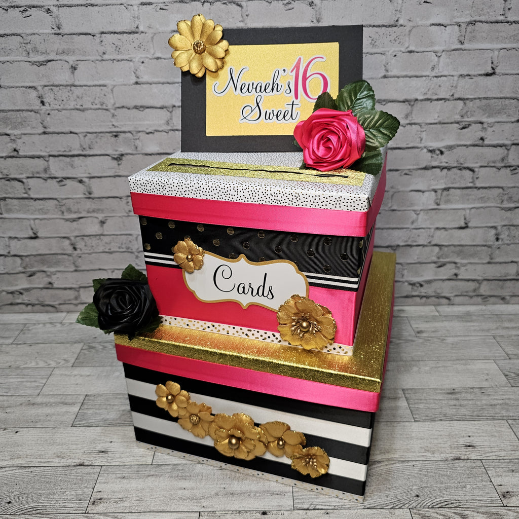 Sweet 16 Pink, Black, Gold Card Box