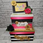 Sweet 16 Card Box, Pink, Black, Gold, White