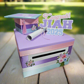 Lavender, Blue, and Pink Pastel Graduation Card Box