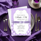 Lavender and Silver Girl Birthday Invitation