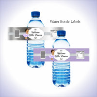 Lavender and Silver Baby Girl Water Bottle Labels
