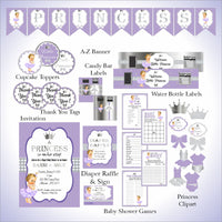 Lavender and Silver Little Princess Baby Shower Decorations, Blonde
