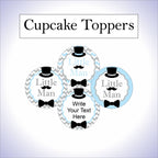 Light Blue, Gray, Black Little Man Cupcake Toppers for Baby Shower or Birthday Party