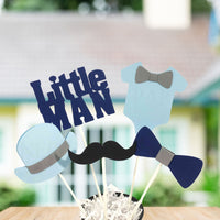 Little Man Centerpiece Sticks - Navy, Light Blue, Gray