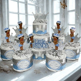 Little Prince Diaper Cake Set, Light Blue, Silver