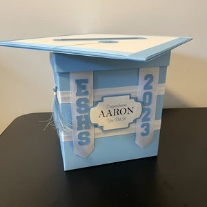 Light Blue & White Grad Card Box, Style 6