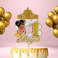 Pink and Gold Princess 3D Birthday Cake Topper
