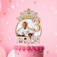 Pink and Gold Princess 3D Birthday Photo Cake Topper
