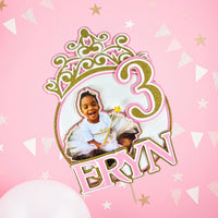 Pink and Gold Princess 3D Birthday Photo Cake Topper
