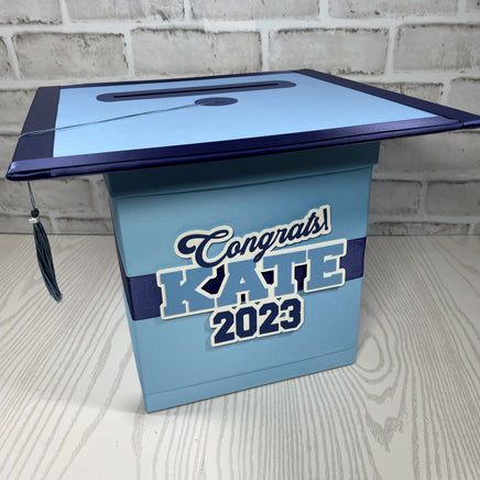 Light Blue & Navy 8x8 Graduation Card Box