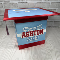 Light Blue, Red, and White 8x8 Graduation Card Box
