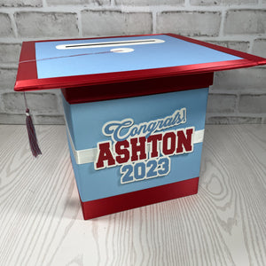 Light Blue, Red, and White 8x8 Graduation Card Box
