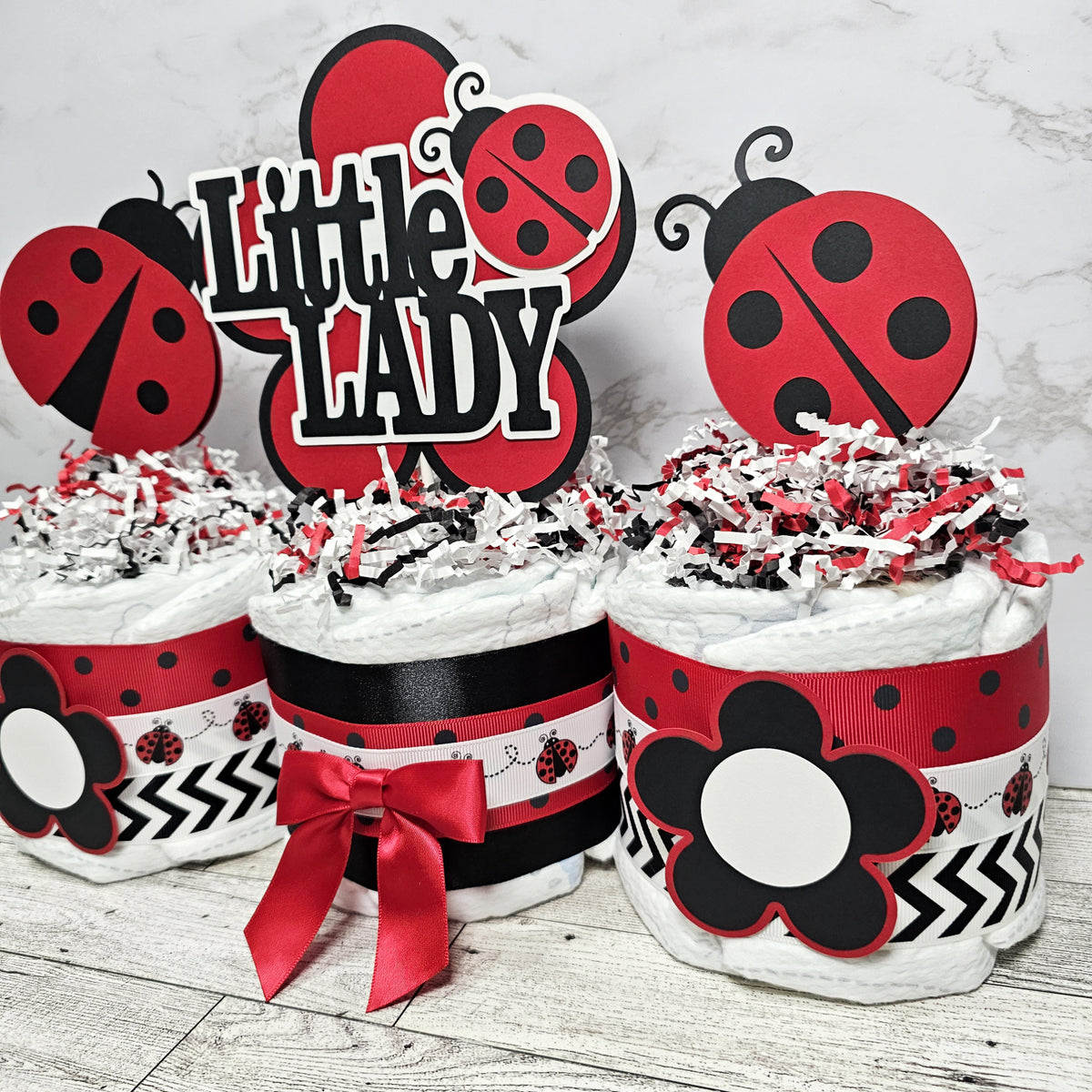 Little Ladybug Mini Diaper Cake Centerpiece