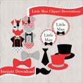 Little Man Clipart - Red, Black, Gray