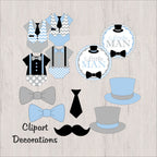 Little Man Printable Party Decorations - Light Blue, Gray, Black