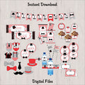 Little Man Printable Party Decorations - Red, Gray, Black